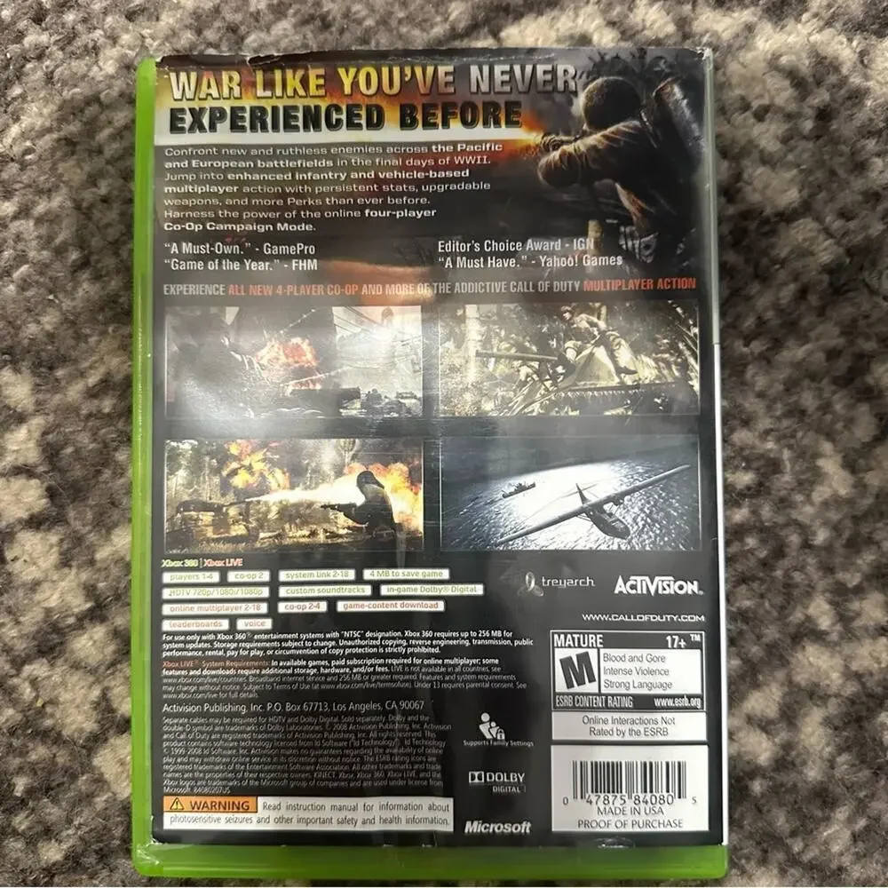Microsoft XBOX 360 2008 Call of Duty: World at War Platinum Hits Best Seller